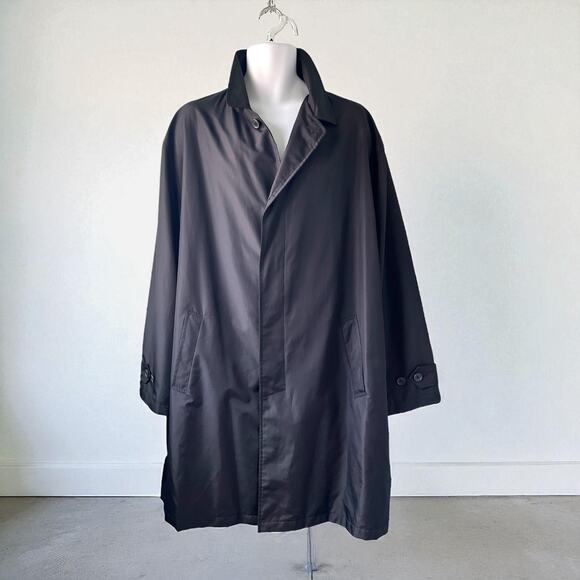 Mens Rain Coat XL Black Button Up Jacket By Utex - Picture 1 of 16